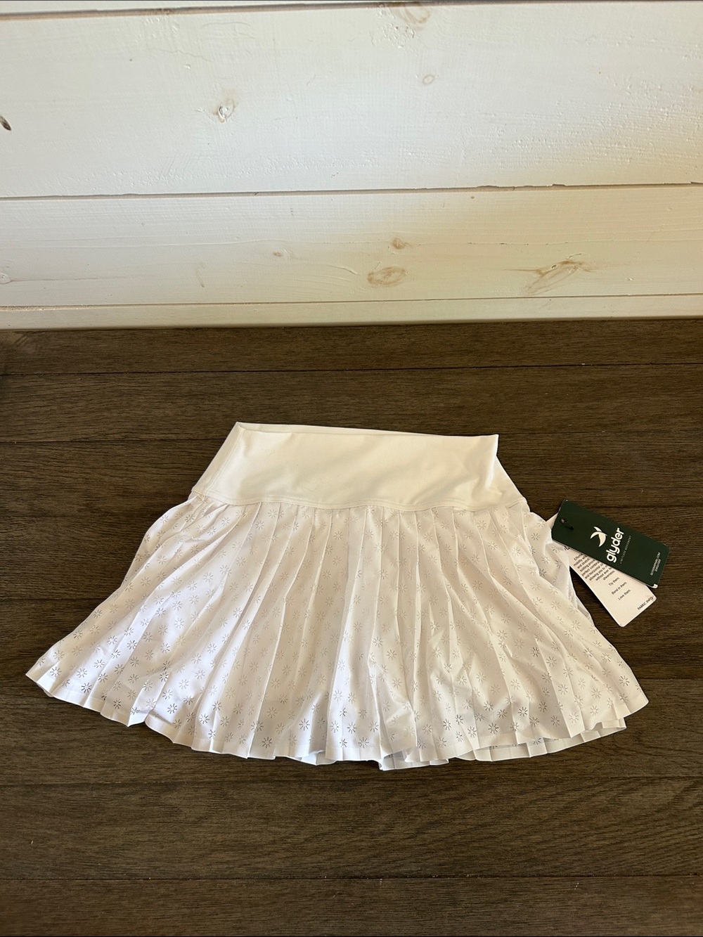 Glyder White Pleated Eyelet Skater Skirt